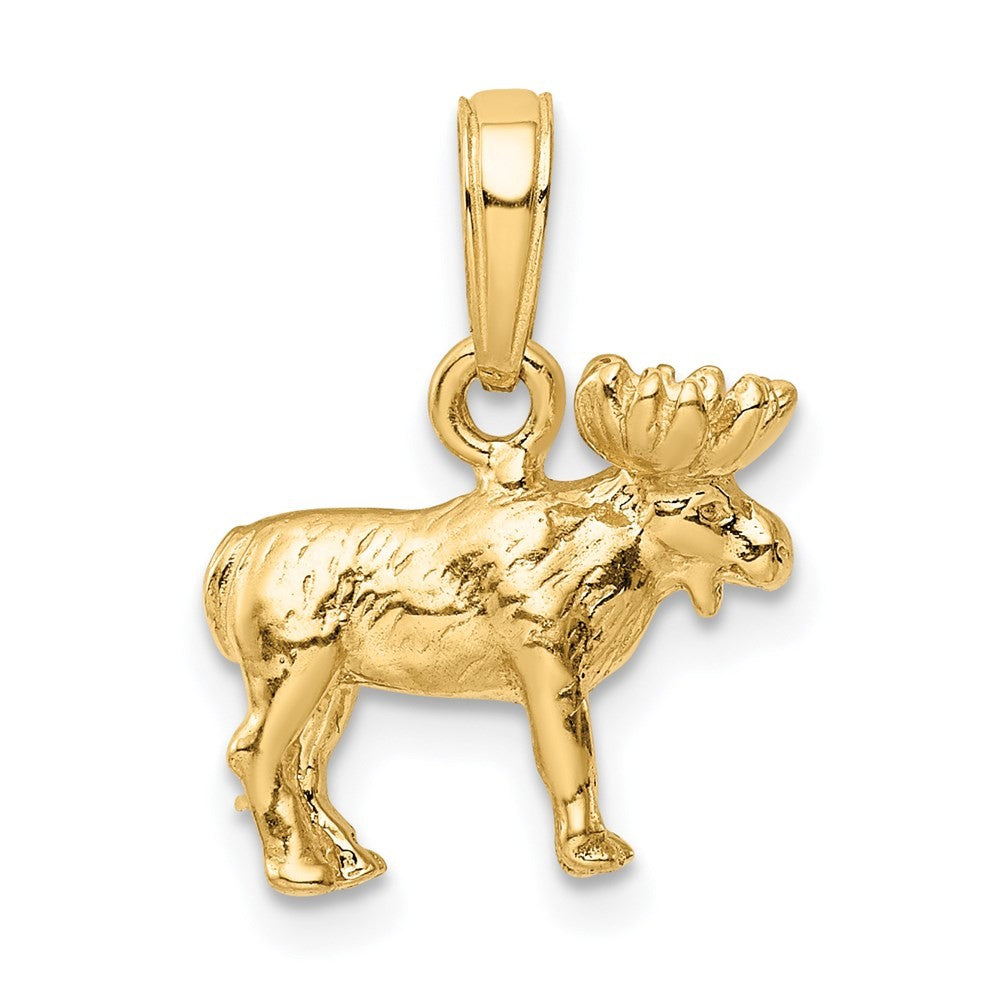 14k Yellow Gold 3-D Moose Pendant