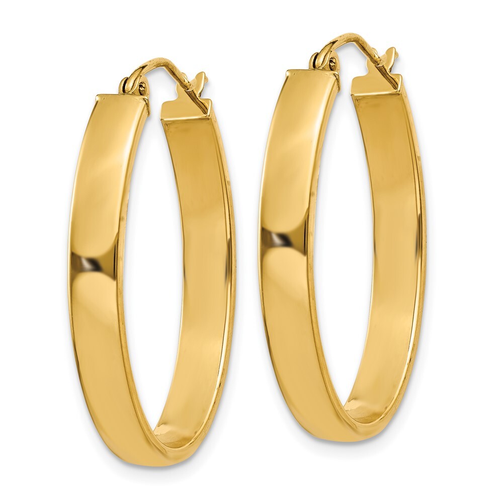 14k Yellow Gold Lightweight Oval Hoop Earrings Gift for Women