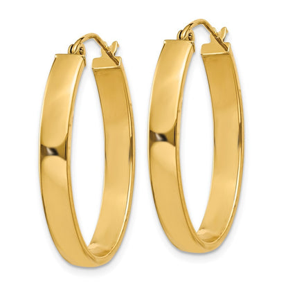 14k Yellow Gold Lightweight Oval Hoop Earrings Gift for Women