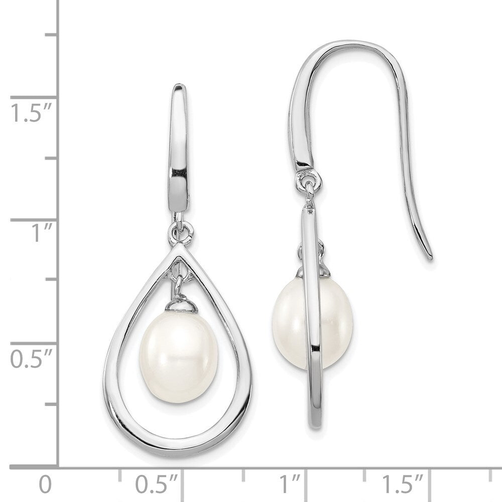 Sterling Silver 6-7mm White Teardrop Freshwater Cultured Pearl Dangle Earrings