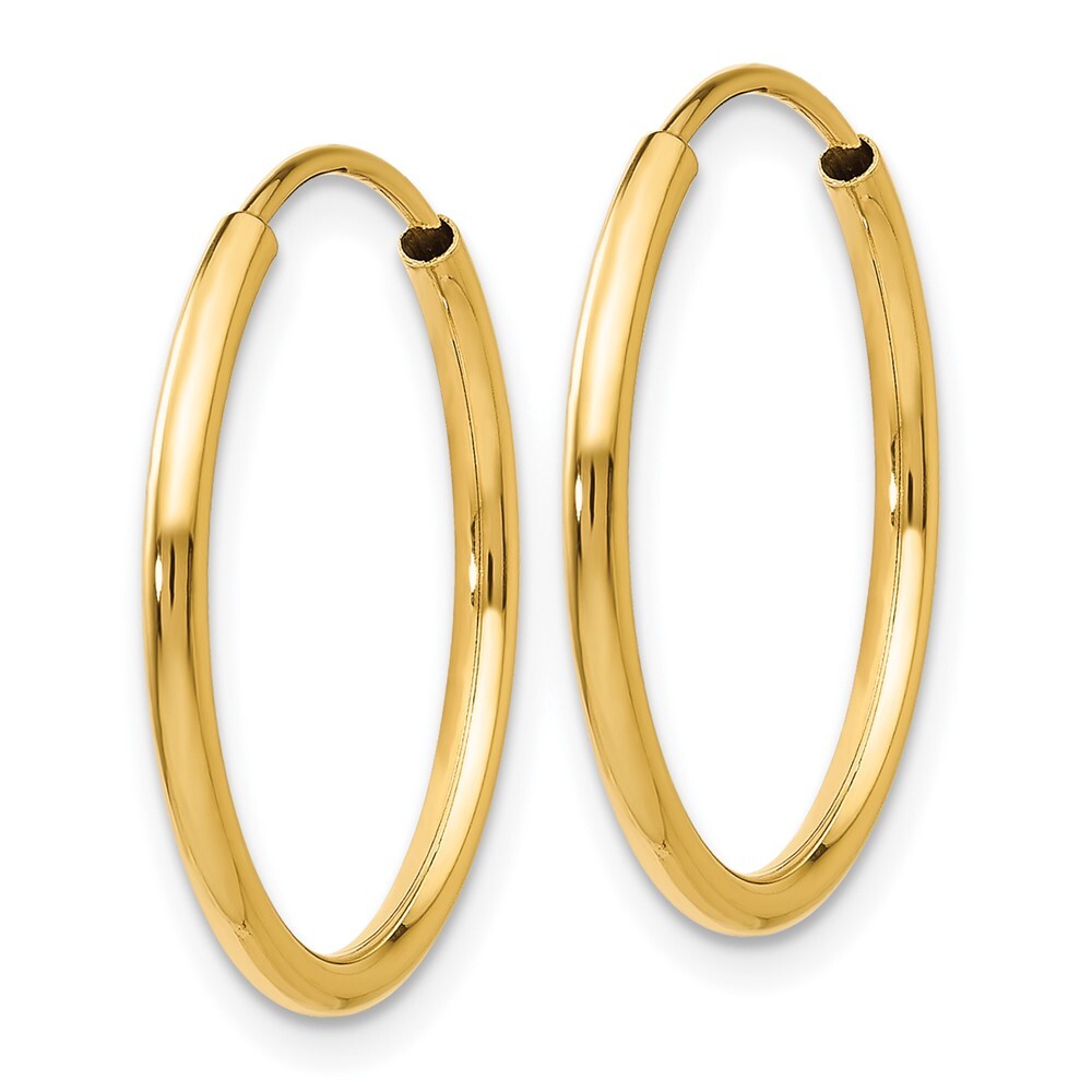14k Yellow Gold 1.5mm Polished Round Endless Hoop Earrings Gift for Women