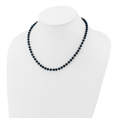 14k White Gold 5-6mm Black Round Akoya Saltwater Cultured Pearl 18 inch Necklace