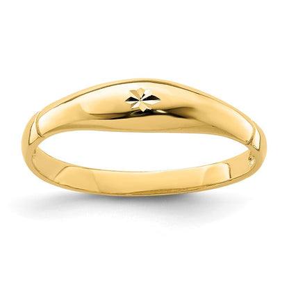 14K Yellow Gold Diamond-Cut Band Ring Size 7