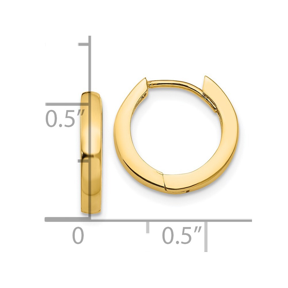 14k Yellow Gold Round Hinged Hoop Earrings Gift for Women