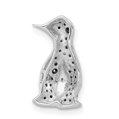 14k White Gold 1/5ct. Black Diamond Penguin Chain Slide Pendant for Women