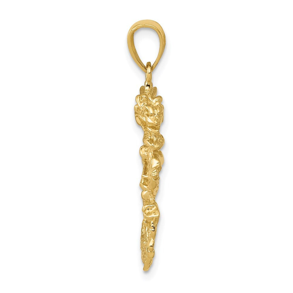 14k Yellow Gold Solid 3-D Dragon Pendant