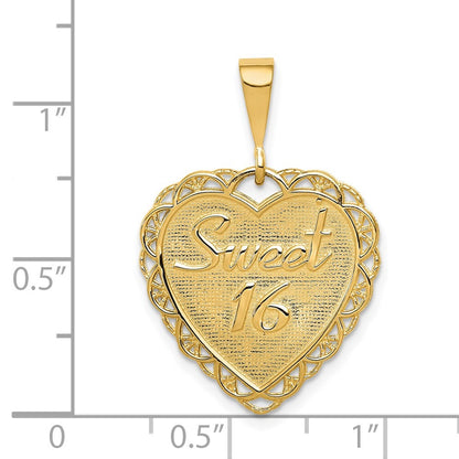 14k Yellow Gold Reversible SWEET 16 Charm Pendant