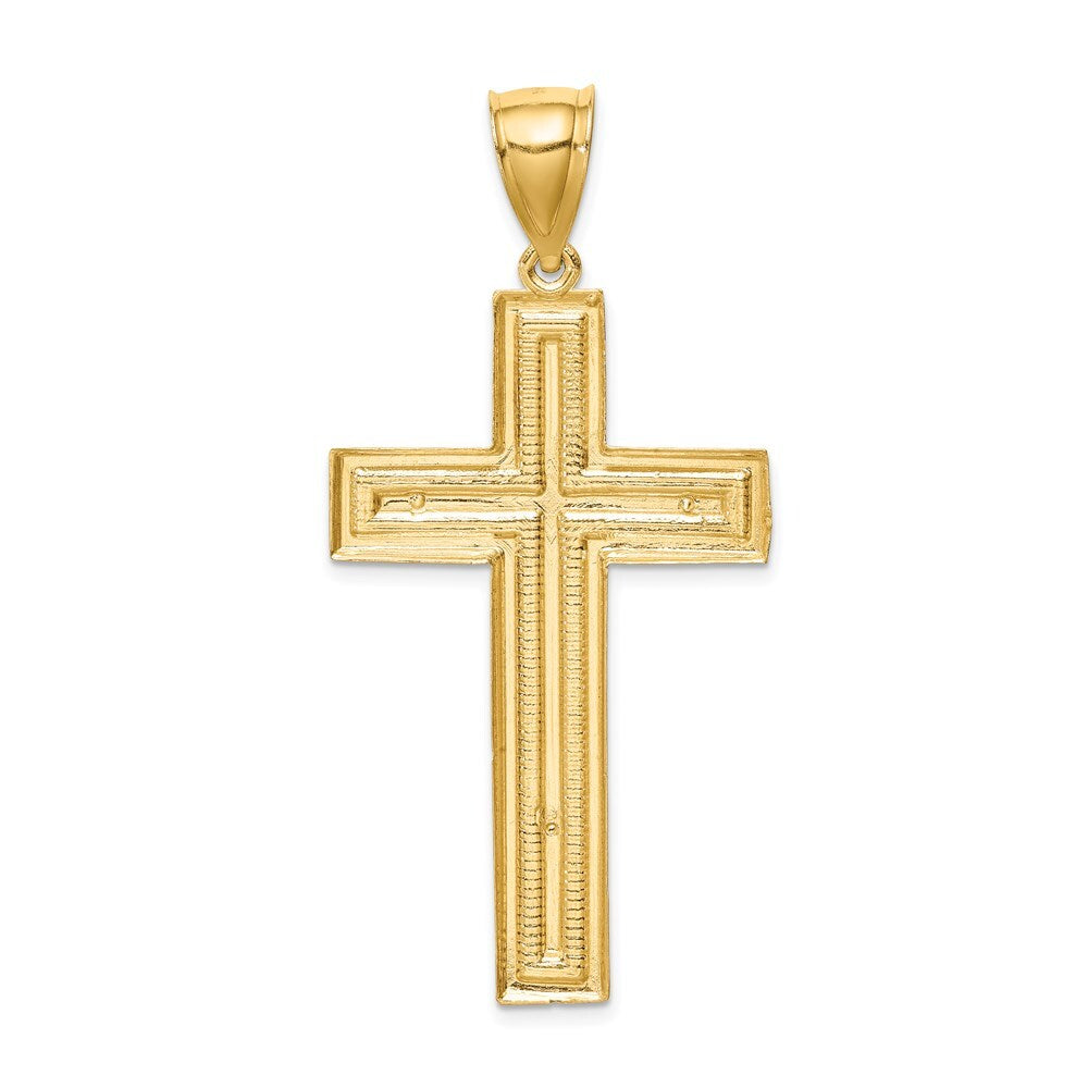 14k Yellow Gold Diamond-cut Cross Pendant for Women