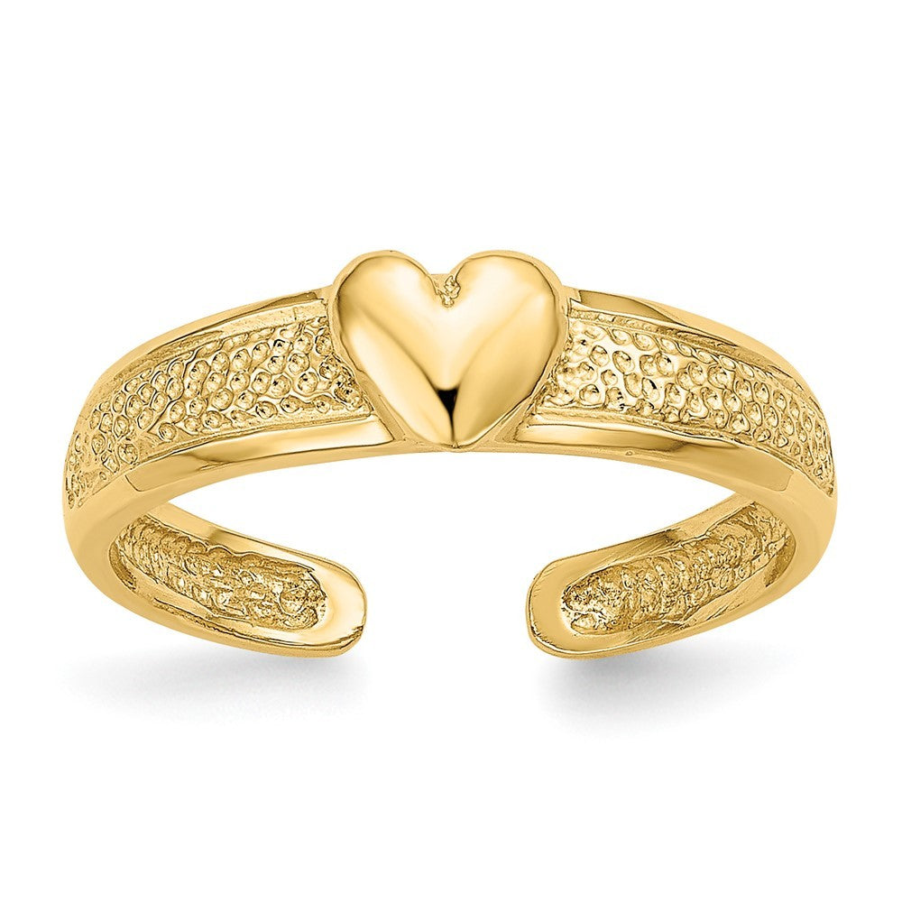 14k Yellow Gold Heart Toe Ring