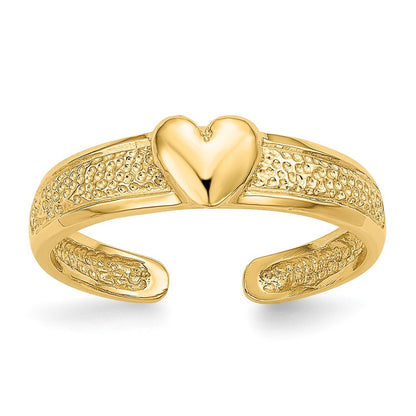 14k Yellow Gold Heart Toe Ring