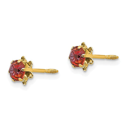 14k Yellow Gold 4mm Cubic Zirconia Birthstone (Jul) Screwback Stud Earrings