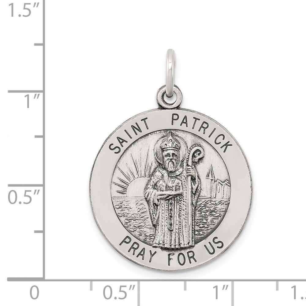 Sterling Silver Antiqued Saint Patrick Medal Pendant