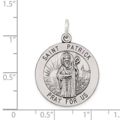 Sterling Silver Antiqued Saint Patrick Medal Pendant
