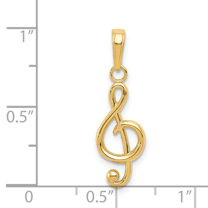 14k Yellow Gold Polished Open-Backed Treble Clef Pendant for Women