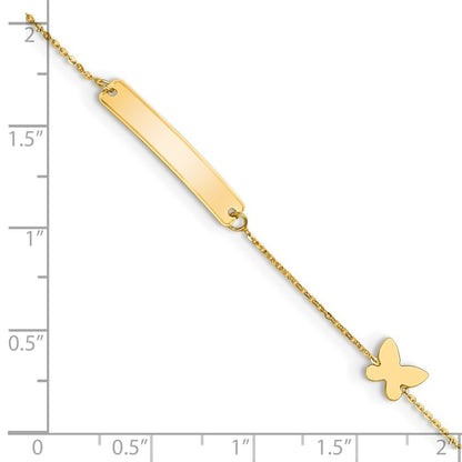 14k Yellow Gold Polished 5.5in Butterfly ID Bracelet