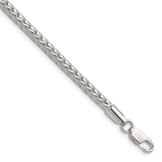 Sterling Silver 3.4mm Diamond-cut Round Franco Chain Bracelet