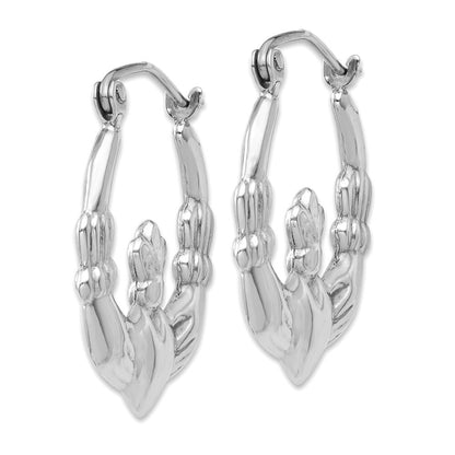 14k White Gold Claddagh Hoop Earrings Gift for Women