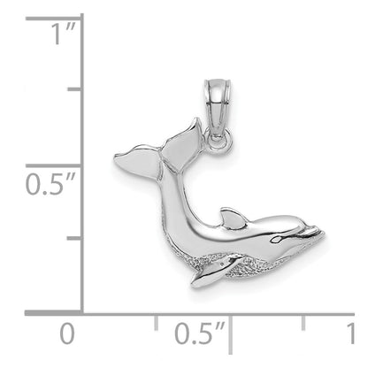 14k White Gold Jumping Dolphin Charm Pendant for Women