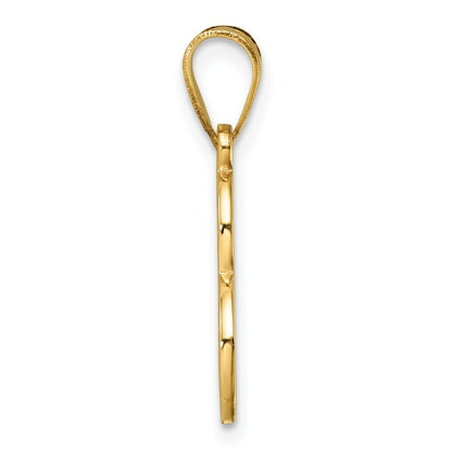 14k Yellow Gold Script Letter E Initial Pendant for Women