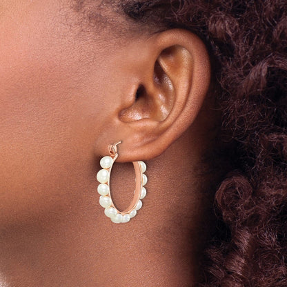 Sterling Silver 18k Flash Gold-plated Freshwater Cultured Pearl Hoop Earrings