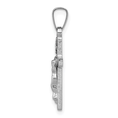 14k White Gold INRI Crucifix Charm Pendant for Women