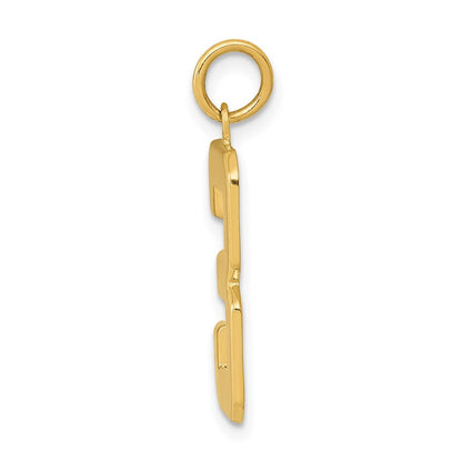 14k Yellow Gold Large Polished Number 3 Charm Pendant