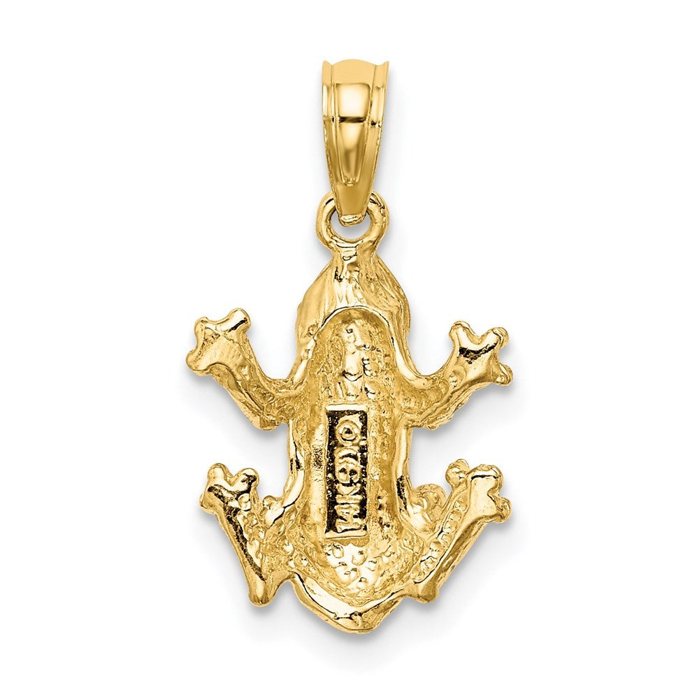 14k Yellow Gold 2-D Textured Top View Frog Charm