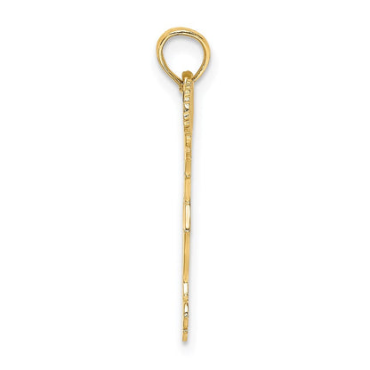 14k Yellow Gold Cheerleader with Pom-Poms Charm Pendant for Women