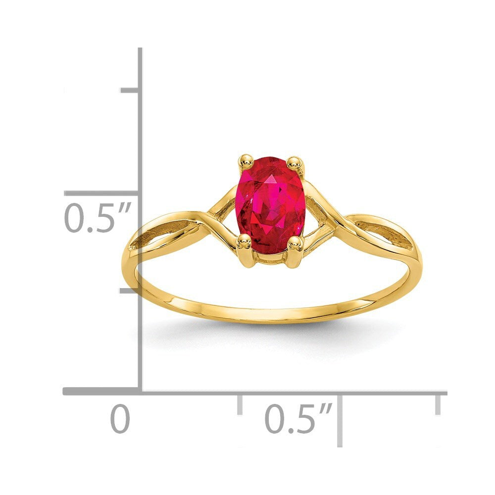 14K Yellow Gold Ruby Birthstone Ring