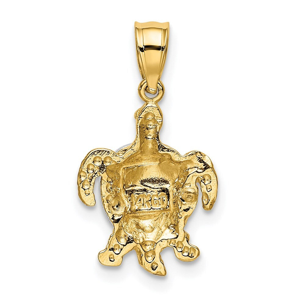 14k Two-tone Gold Gold Turtle Charm Pendant for Women