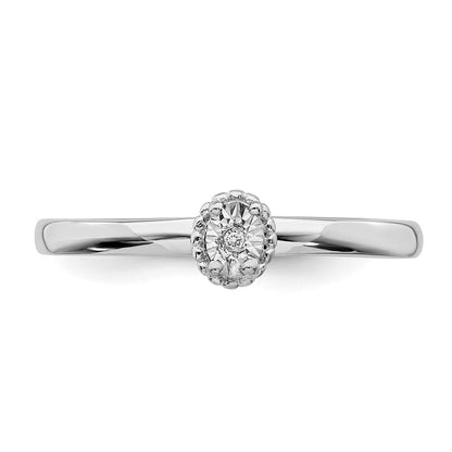 Sterling Silver Rhodium Plated Polished Diamond Ring Size 8