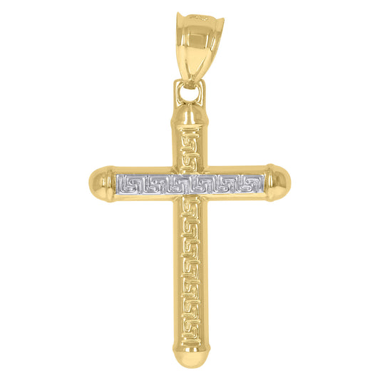 10kt Gold Two-Tone Cross Religious Charm Pendant