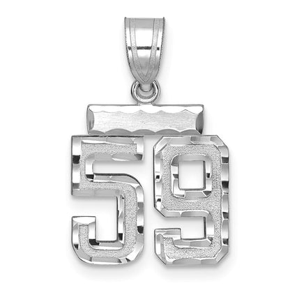 14K White Small Brushed Diamond-cut Number 59 Charm