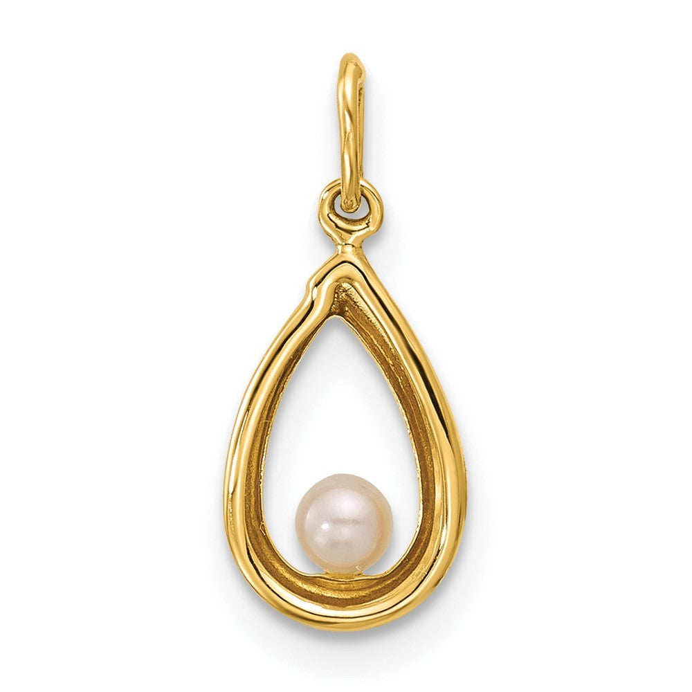 14k Yellow Gold Polished Freshwater Cultured Pearl Teardrop Pendant