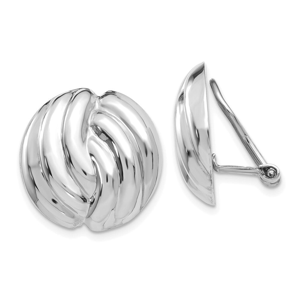 14k White Gold Omega Clip Non-pierced Stud Earrings