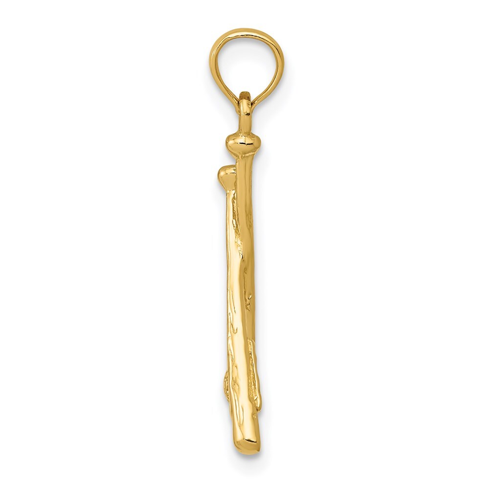 14k Yellow Gold Polished Open-Backed Bats and Baseball Pendant for Women