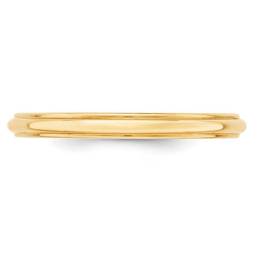 14k Yellow Gold 2.5mm Half Round with Edge Wedding Band Ring Size 6