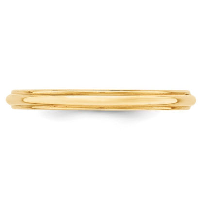 14k Yellow Gold 2.5mm Half Round with Edge Wedding Band Ring Size 6