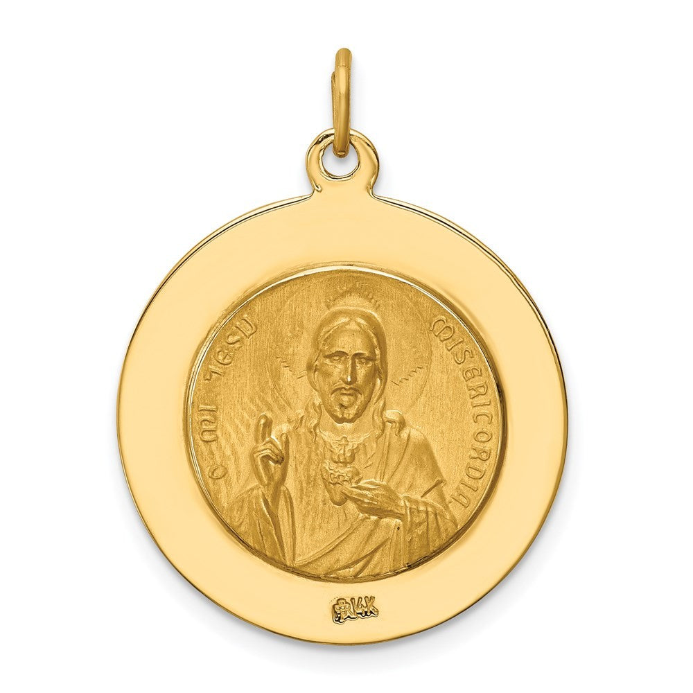 14k Yellow Gold Solid Large Queen Of Holy Scapular Reversible Medal