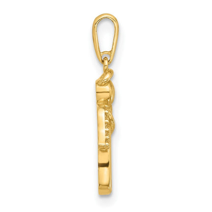 14k Yellow Gold Polished Cubic Zirconia Angel Pendant