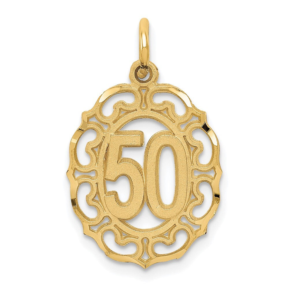 14k Yellow Gold #50 in Oval Pendant for Women
