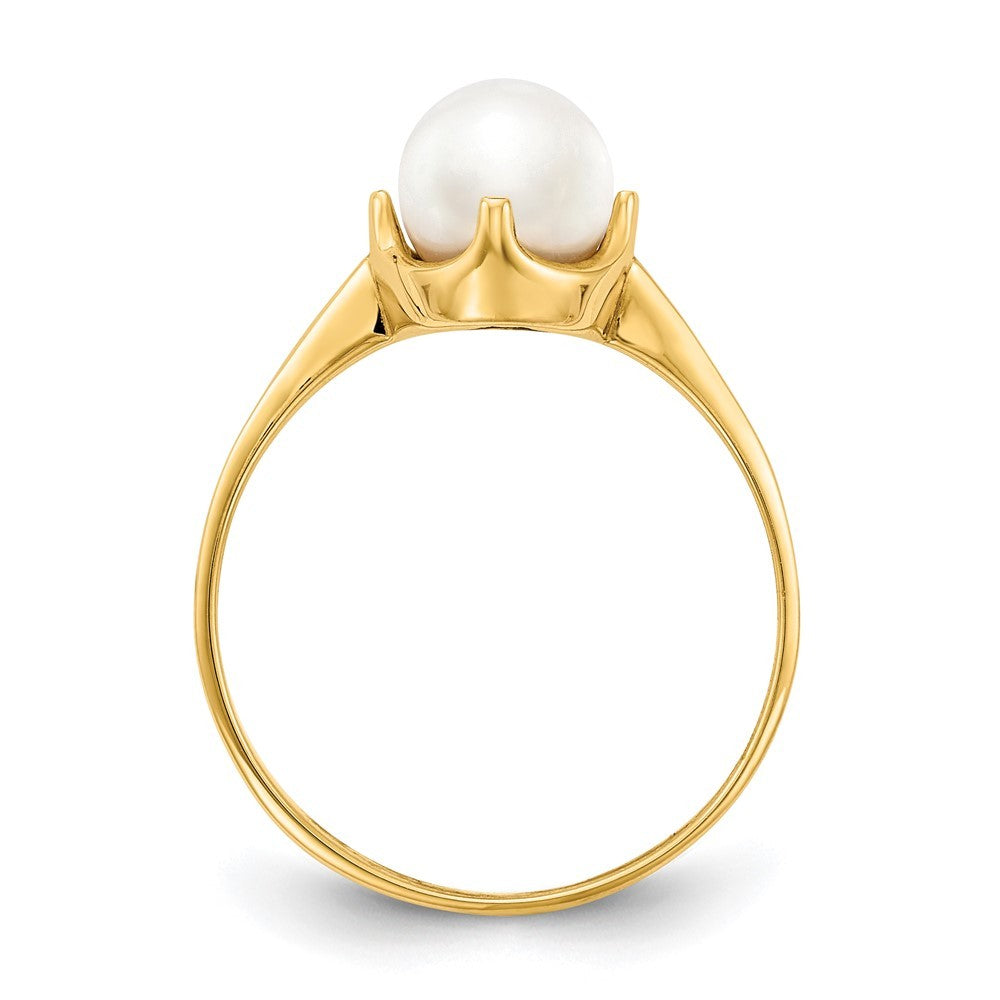 14k Yellow Gold 6.5mm FW Cultured Pearl Ring