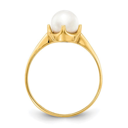 14k Yellow Gold 6.5mm FW Cultured Pearl Ring