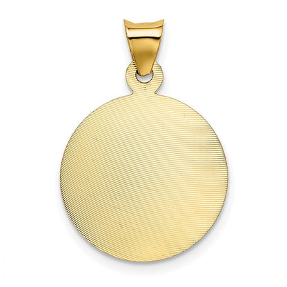 14k Yellow Gold Rhodium Polished Diamond-Cut Lady Of Guadalupe Circle Pendant