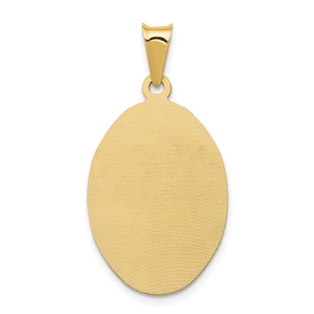 14k Yellow Gold Rhodium Diamond-Cut Lady Of Guadalupe Oval Pendant