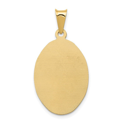 14k Yellow Gold Rhodium Diamond-Cut Lady Of Guadalupe Oval Pendant