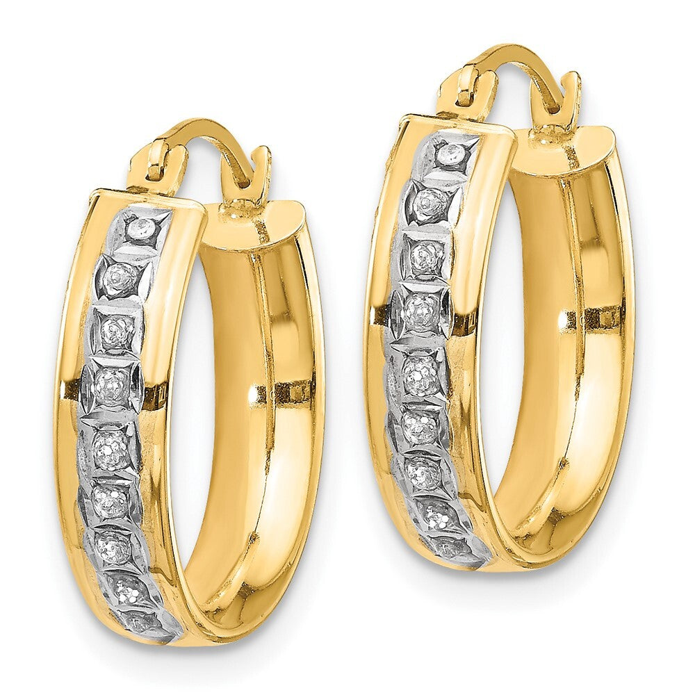 14k Yellow Gold Diamond Fascination Round Hoop Earrings Gift for Women