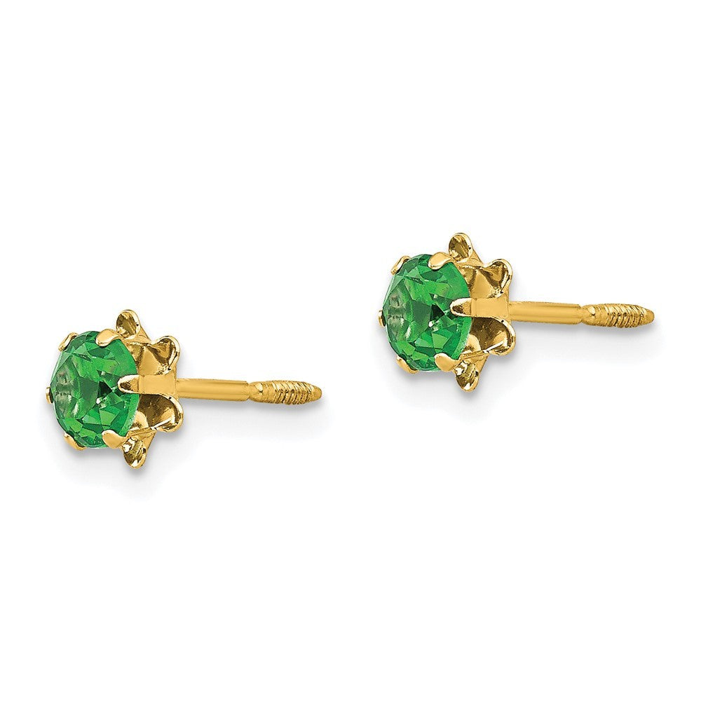 14k Yellow Gold 4mm CZ Birthstone (May) Screwback Earrings