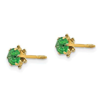 14k Yellow Gold 4mm CZ Birthstone (May) Screwback Earrings