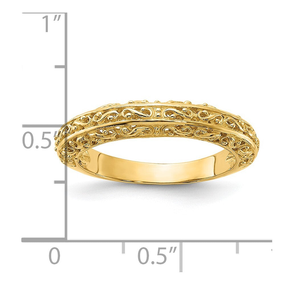14K Yellow Gold 3mm Filigree Wedding Band